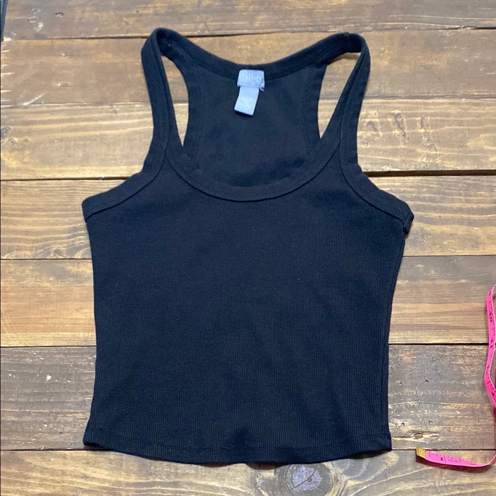 Tilly's Fitted Crop Tank Top Black Size Medium